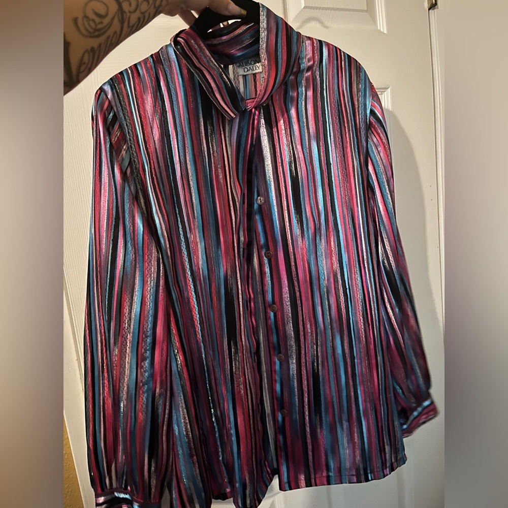 Multi color womens button down shirt